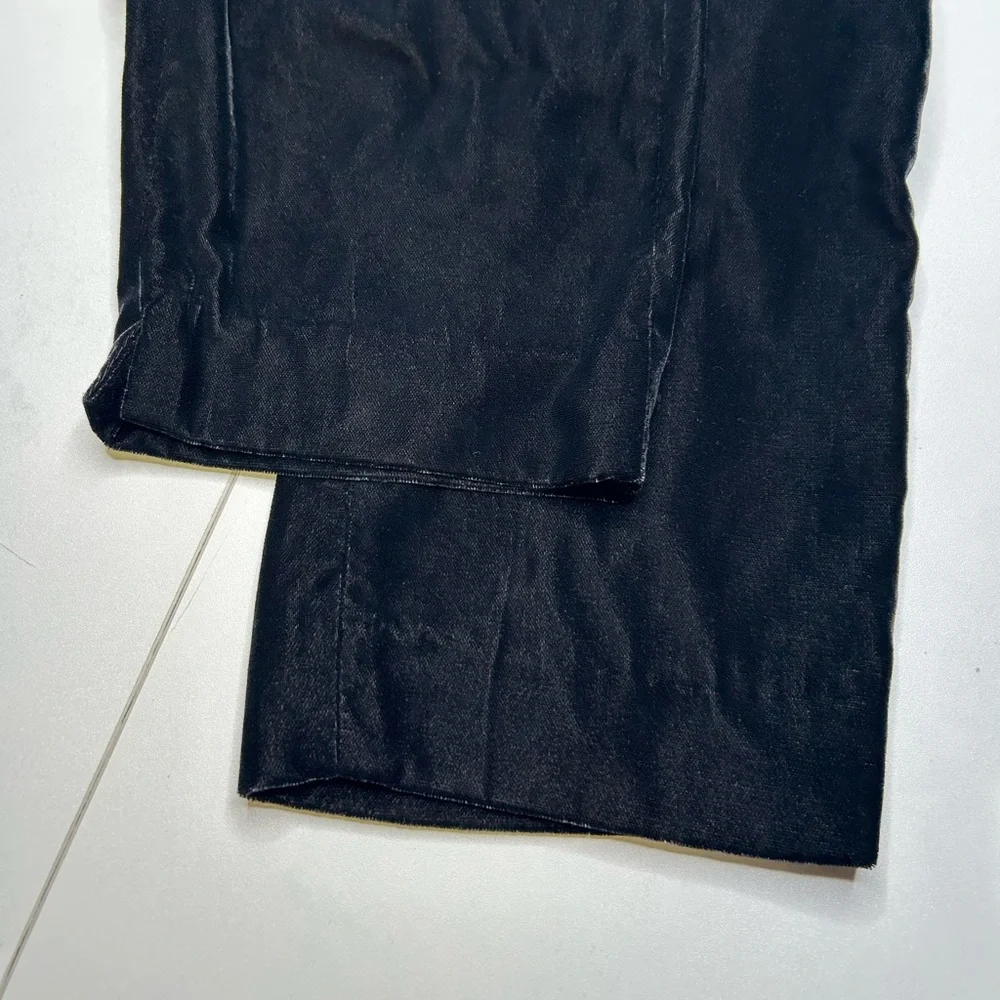 J. Crew Black Slim Elastic Waist Velvet Dress Pants Size 8 Pockets Career 33x26‎